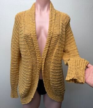Roxy Let's Go Anywhere Cardigan Curry Mustard Open Front Women's US XS